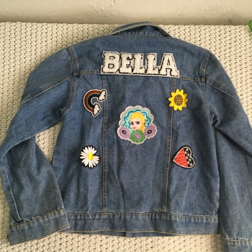 BELLA JEAN BUTTON JACKET, GIRLS.  SEE MEASUREMENTS, I BELIEVE ITS A SIZE 10-12